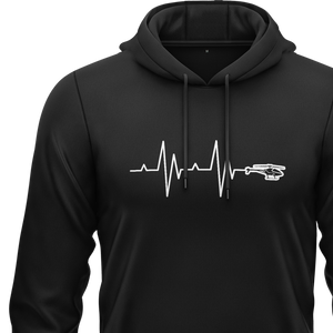3D Heli Heartbeat Hoodie Hoodie RC-WEAR Black-White XS