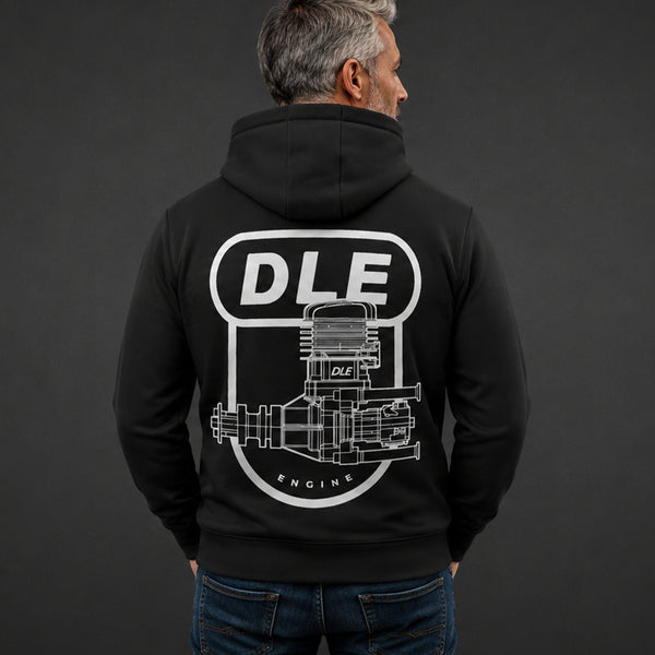 RC pilot wearing DLE Engine 35RA Hoodie
