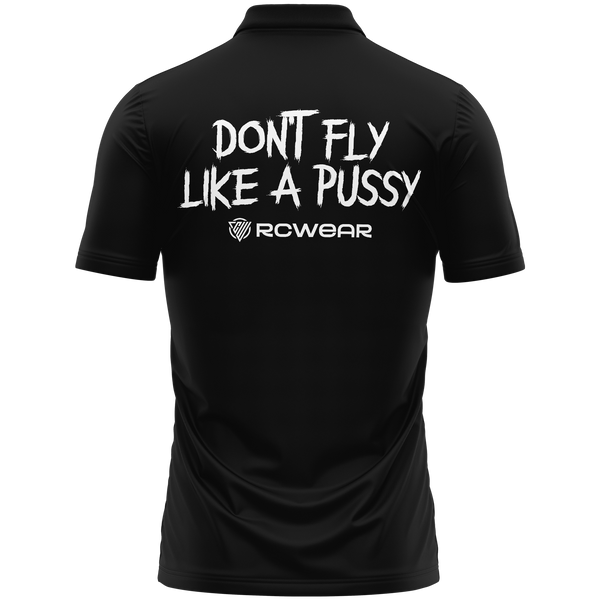 Don't Fly Like A Pussy polo shirt for RC pilots - Black, back