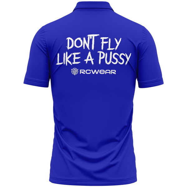 Don't Fly Like A Pussy polo shirt for jet pilots - Blue, back