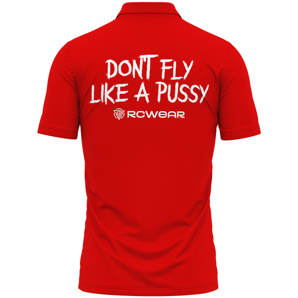 Don't Fly Like A Pussy polo shirt for warbird pilots - Red, back