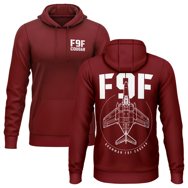 F9F Cougar BC Hoodie (B1) Hoodie RC-WEAR Burgundy-White XS