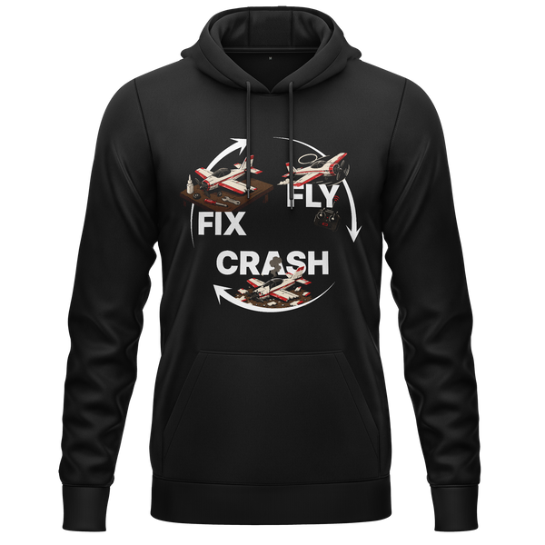 Fly Crash Fix RC Hoodie Hoodie RC-WEAR Black-White XS
