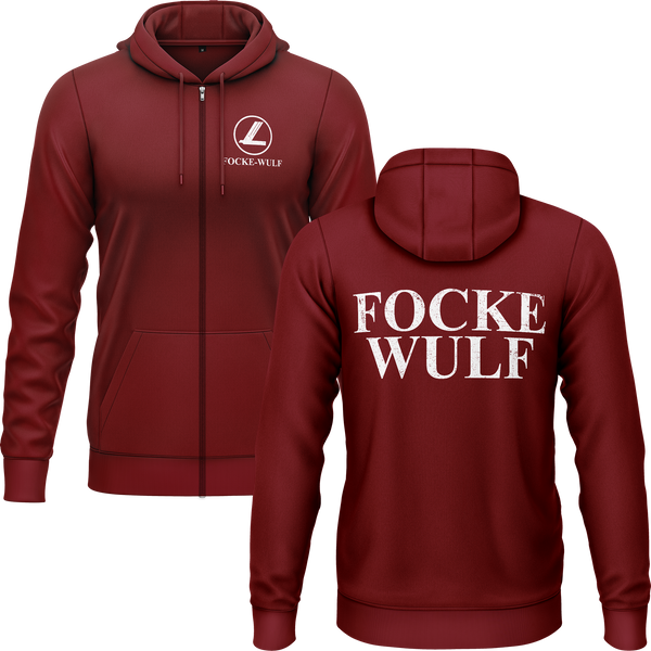 Focke Wulf Logo Zip-Hoodie (B) Zip Hoodie RC-WEAR Burgundy-White S