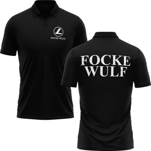 Focke Wulf Logo Poloshirt mit Rückendruck für Warbird-Fans – Schwarz