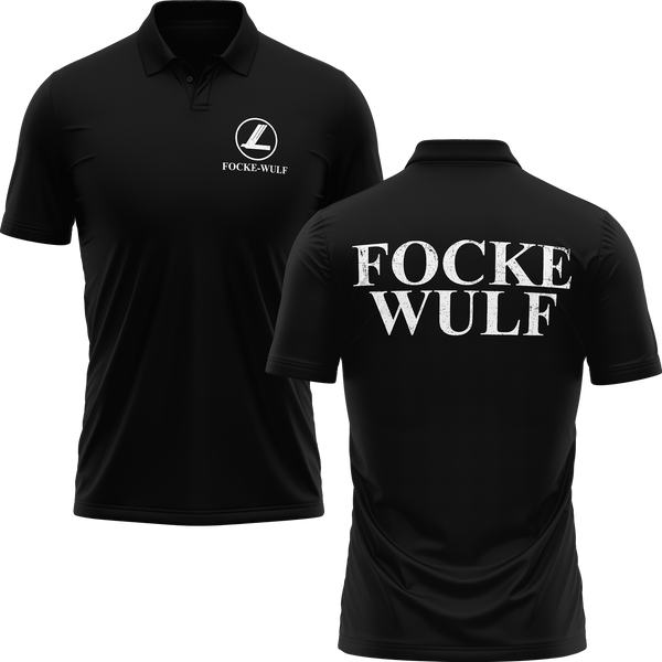 Focke Wulf Logo polo shirt with back print for warbird fans – Black