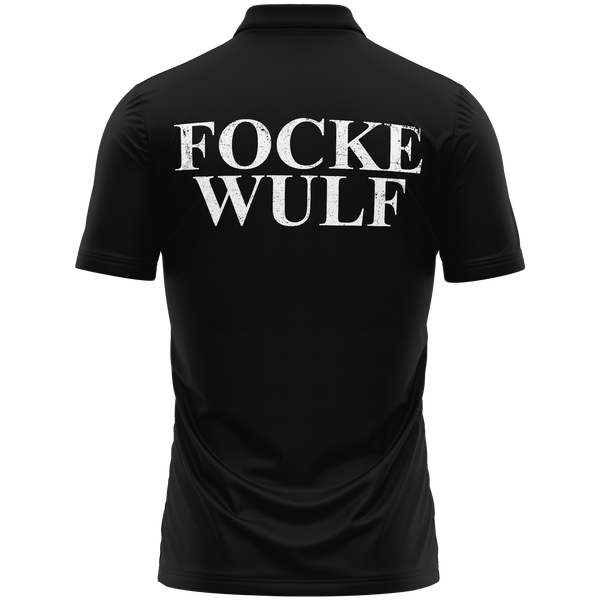 Focke Wulf Logo polo shirt with back print for warbird fans – Black, back
