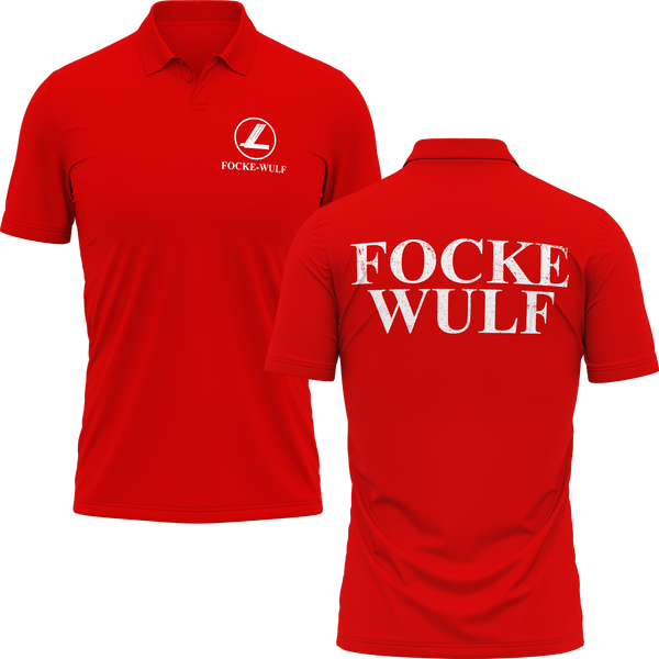 Focke Wulf Logo polo shirt with back print for warbird fans – Red
