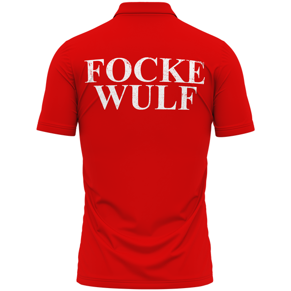 Focke Wulf Logo polo shirt with back print for warbird fans – Red, back