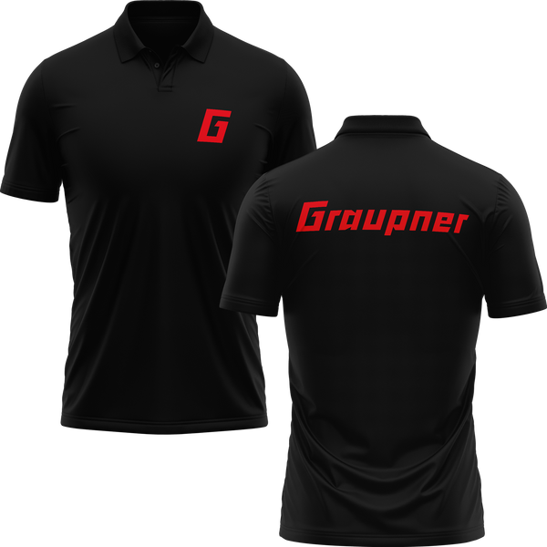 Graupner Logo polo shirt with back print for RC pilots – Black