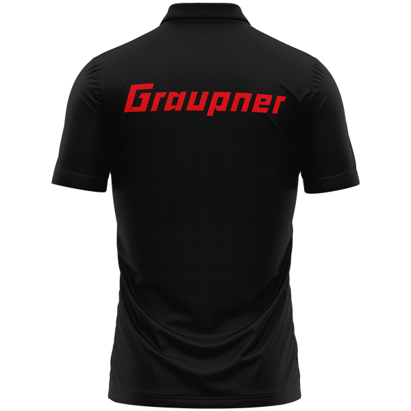 Graupner Logo polo shirt with back print for RC pilots – Black, back