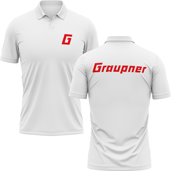 Graupner Logo polo shirt with back print for RC pilots – White
