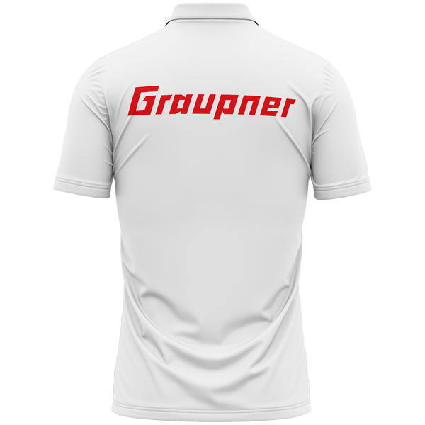 Graupner Logo polo shirt with back print for RC pilots – White, back