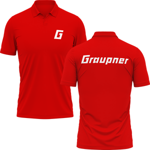 Graupner Logo Poloshirt mit Rückendruck für RC-Piloten – Rot