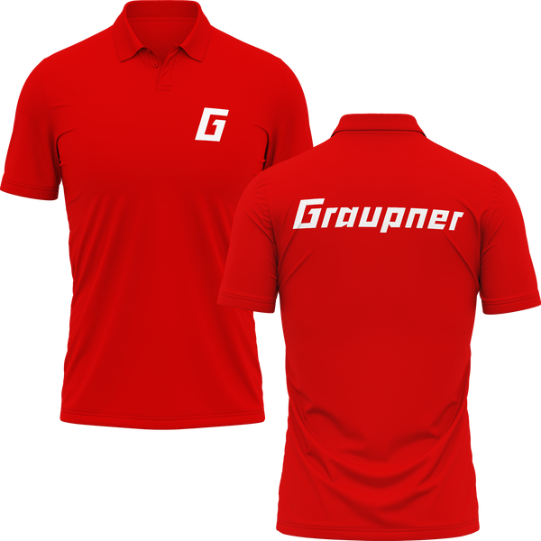 Graupner Logo polo shirt with back print for RC pilots – Red