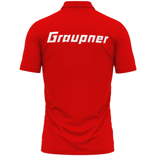 Graupner Logo polo shirt with back print for RC pilots – Red, back