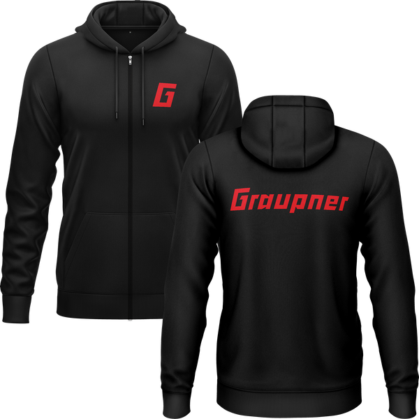 Graupner Logo Zip-Hoodie (B) Zip Hoodie RC-WEAR Black-Red S