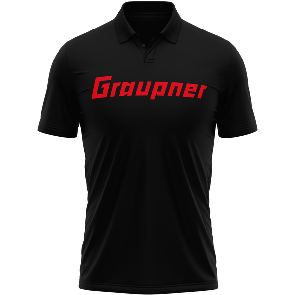 Graupner Logo polo shirt with chest print for model flyers – Black