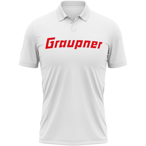 Graupner Logo Poloshirt mit Brustdruck für Modellflieger – Weiß