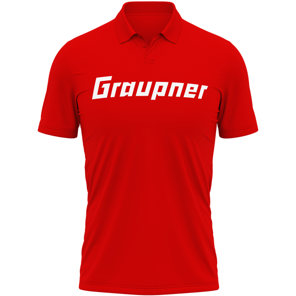 Graupner Logo polo shirt with chest print for model flyers – Red