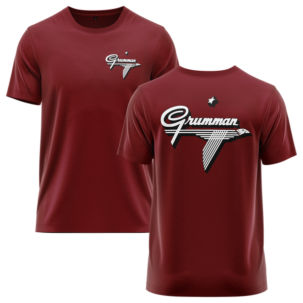 Grumman Logo Shirt (B) Shirt RC-WEAR Burgundy-White XS