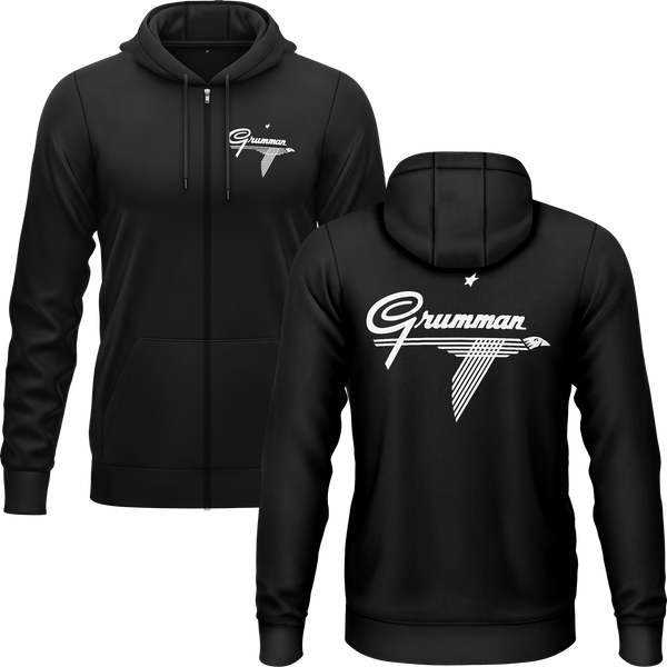 Grumman Logo Zip-Hoodie Zip Hoodie RC-WEAR Black-White S