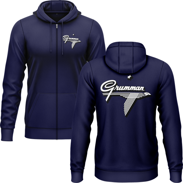 Grumman Logo Zip-Hoodie Zip Hoodie RC-WEAR Navy-White S