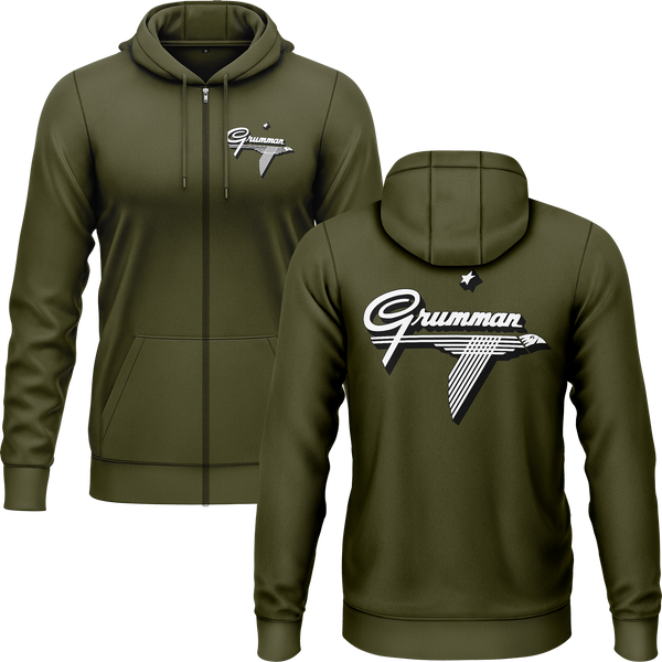 Grumman Logo Zip-Hoodie Zip Hoodie RC-WEAR Army-White S