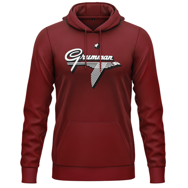 Grumman Logo Hoodie (C) Hoodie RC-WEAR Burgundy-White XS