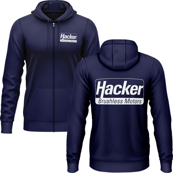 Hacker Motor Zip-Hoodie (B) Zip Hoodie RC-WEAR Navy-White S