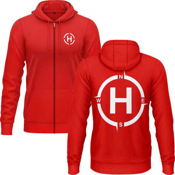 Helipad Zip-Hoodie für Helikopter-Fans – Rot