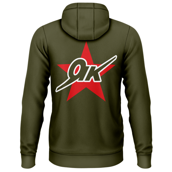 Yak Star Zip-Hoodie für Modellflieger – Oliv, Rückseite