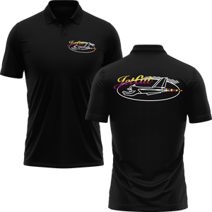 JetCat Logo Poloshirt mit Rückendruck für Turbinen-Piloten – Schwarz