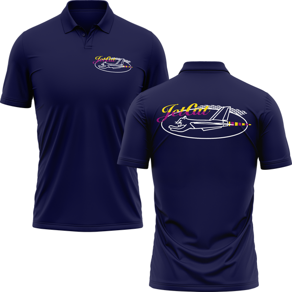 JetCat Logo polo shirt with back print for turbine pilots – Navy