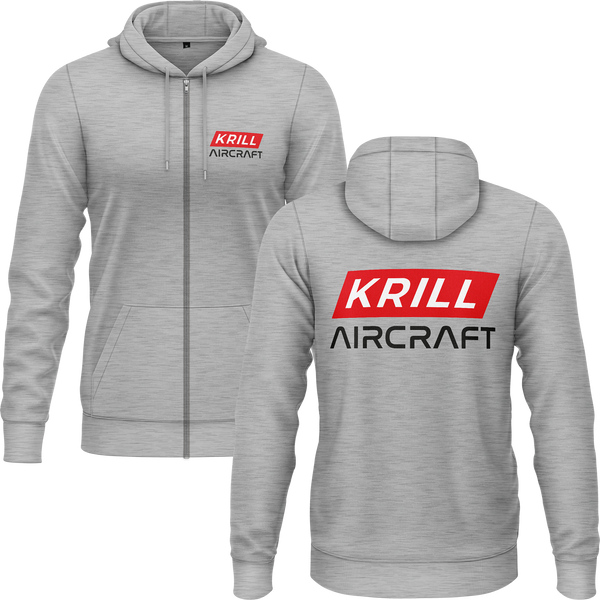 Krill Aircraft Logo Zip-Hoodie (B) Zip Hoodie RC-WEAR Grey-Red S