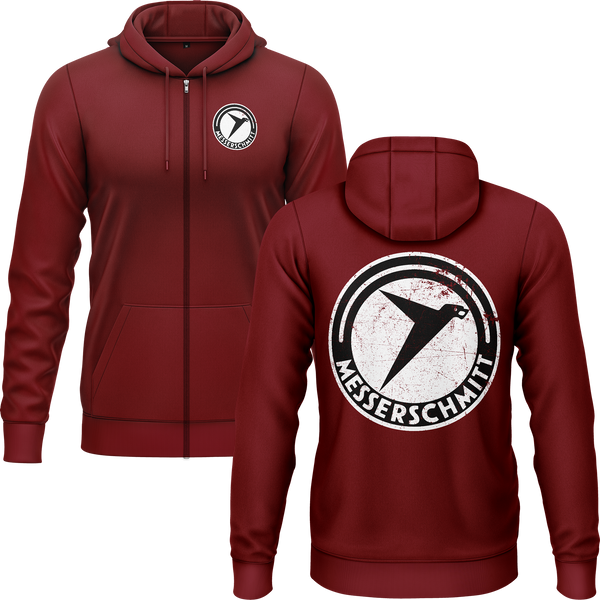 Messerschmitt Logo Zip-Hoodie (B) Zip Hoodie RC-WEAR Burgundy-White S
