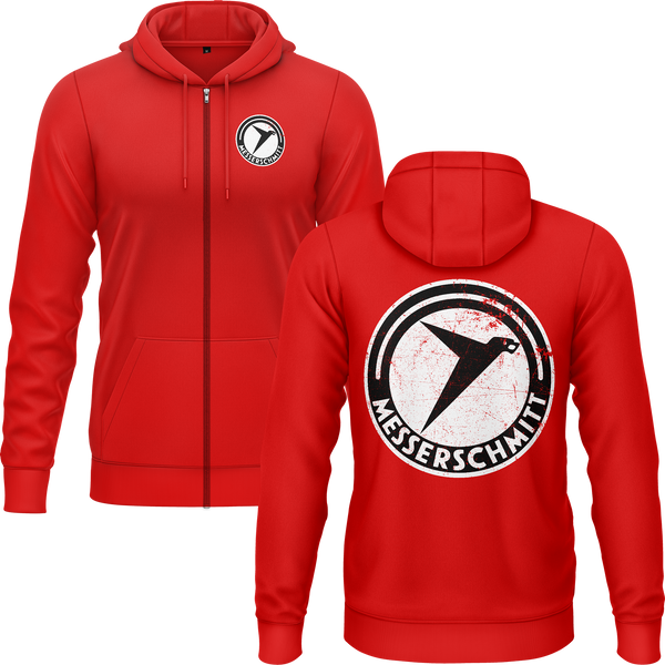 Messerschmitt Logo Zip-Hoodie (B) Zip Hoodie RC-WEAR Red-White S