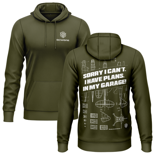 Plans in garage Hoodie (B) Army-White XS