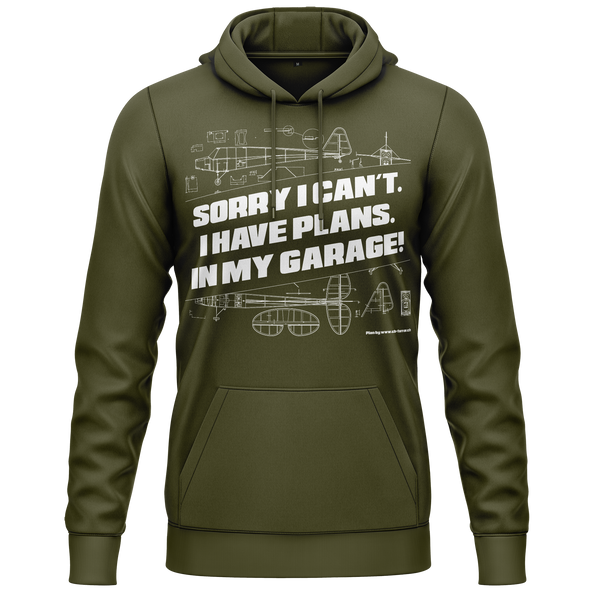 Plans in garage Hoodie (C) Army-White XS