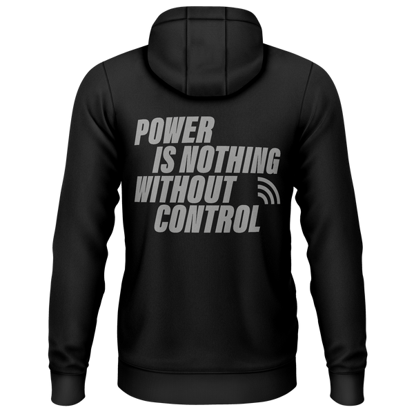 Power Is Nothing Without Control Hoodie für RC-Enthusiasten – Schwarz, Rückseite