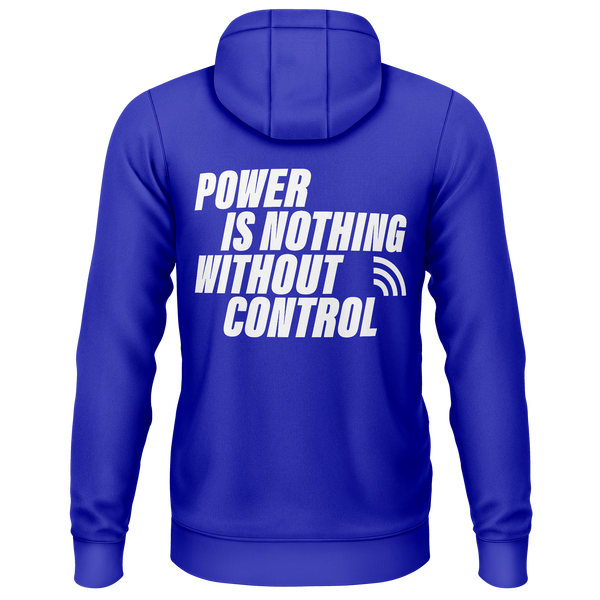 Power Is Nothing Without Control Hoodie für RC-Modellbauer – Blau, Rückseite