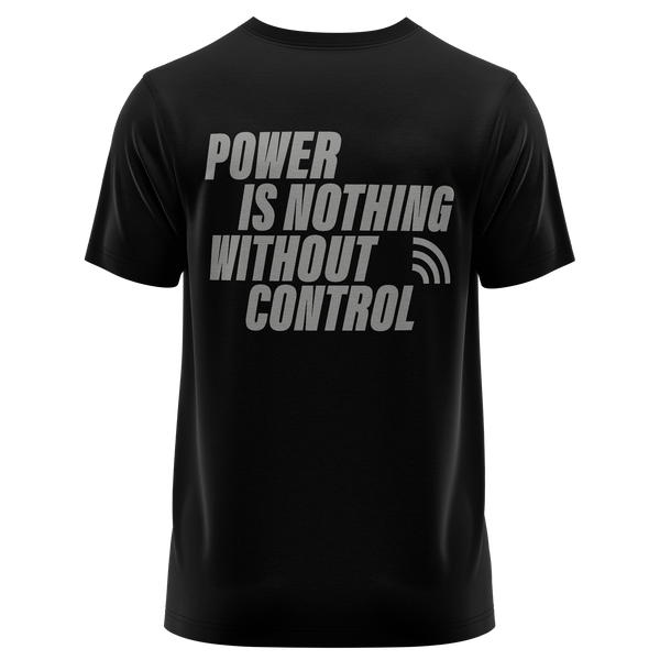 Power Is Nothing Without Control Shirt für RC-Enthusiasten – Schwarz, Rückseite