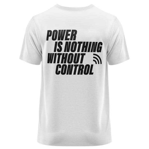 Power Is Nothing Without Control Shirt für Modellbau-Fans – Weiß, Rückseite