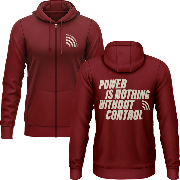 Power Is Nothing Without Control Zip-Hoodie für Modellbauer – Bordeaux