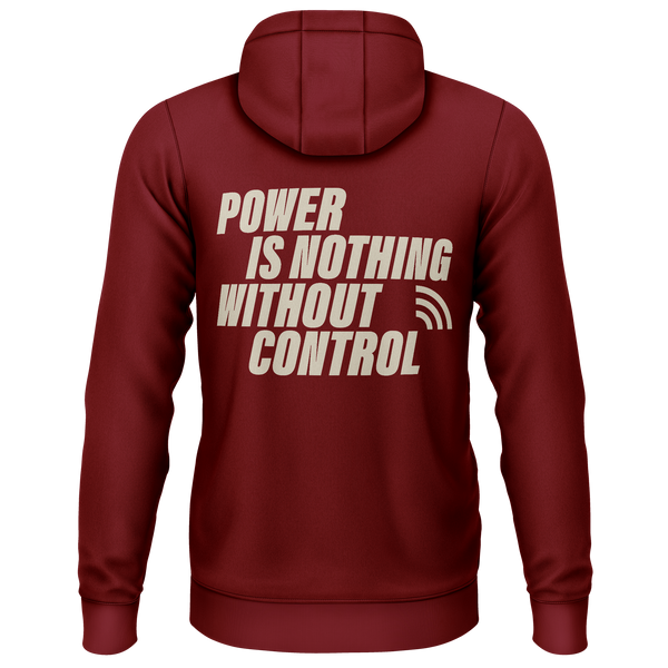 Power Is Nothing Without Control Zip-Hoodie für Modellbauer – Bordeaux, Rückseite