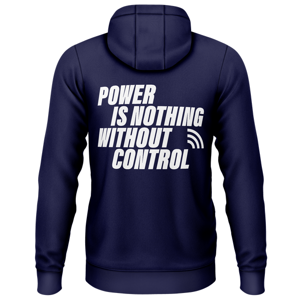 Power Is Nothing Without Control Zip-Hoodie für Speed-Fans – Navy, Rückseite