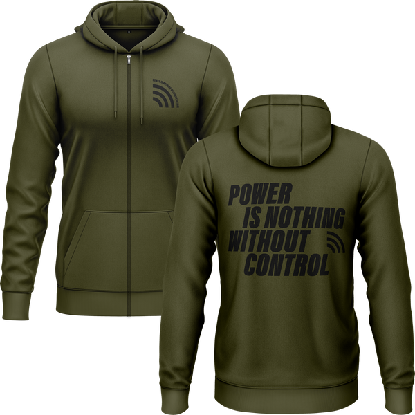 Power Is Nothing Without Control Zip-Hoodie für RC-Modellbauer – Oliv