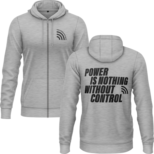 Power Is Nothing Without Control Zip-Hoodie für RC-Racer – Grau