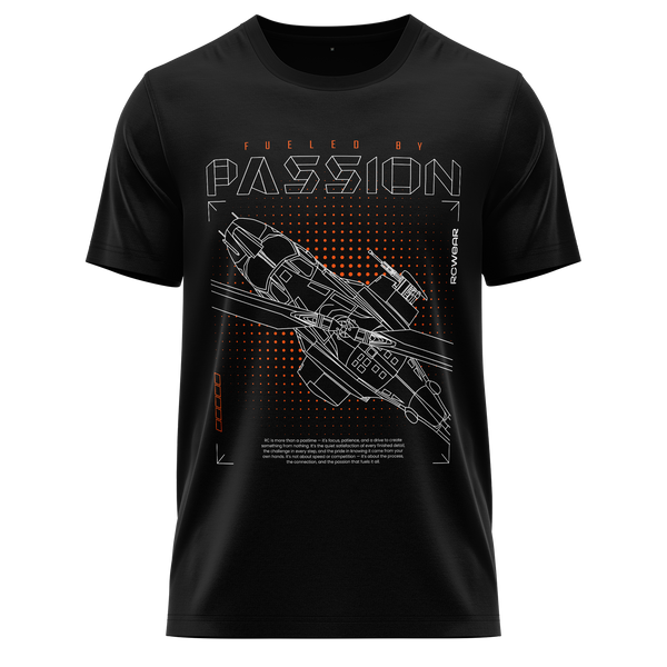Helicopter Passion Shirt (Neon) Shirt RC-WEAR Black-Orange XS
