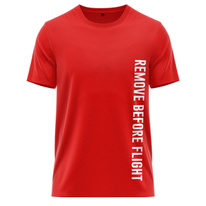Remove Before Flight Shirt mit Brustdruck für Modellbauer – Rot